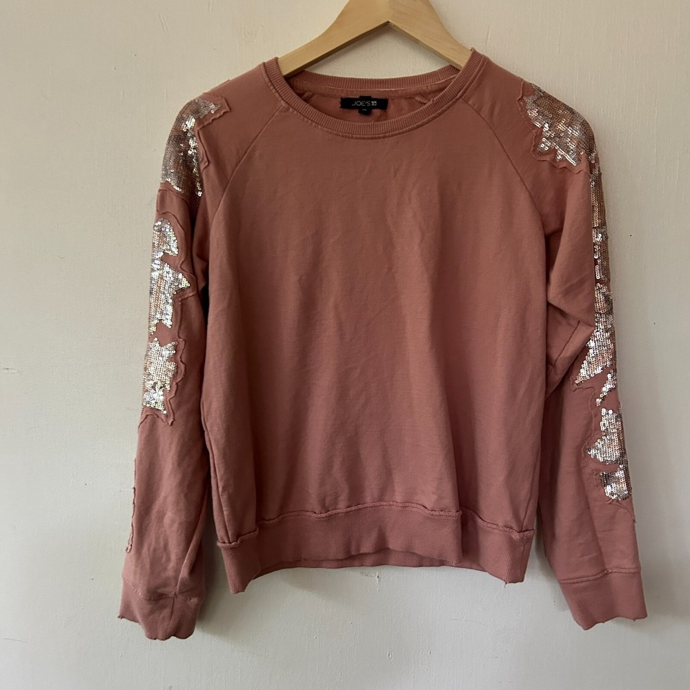 Joes Sweatshirt Misses XL Pink Sequined Sleeves Barbiecore Boxy Y2K Maximalism